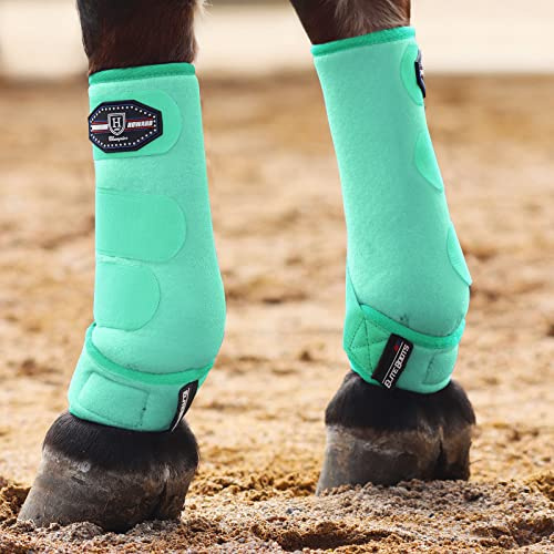 Harrison Howard Horse Sport Medizin Front Stoßdämpfende Stiefel Rundum Unterschenkelschutz & Unterstützung Sportstiefel Perfekt für Ausdauertraining und Leistung, 2 Stück, Mint L