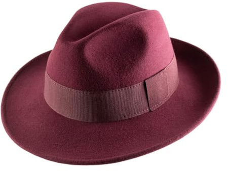 Classic Italy - Fedora Hut Packable wasserabweisend Fedora - Size 64 cm - Bordeaux