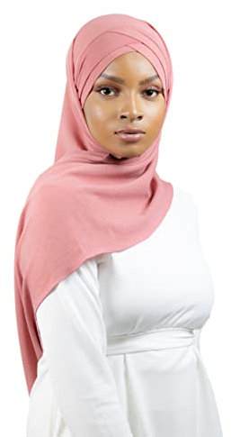 Hijab für den Winter, Netzstoff, Muslimisch, verschleiert, korallenrot, One size