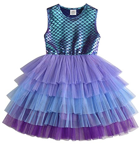 VIKITA Vestito Ragazze Principessa Sirena Colorata Costume Abiti Sh4599 4-5 Anni