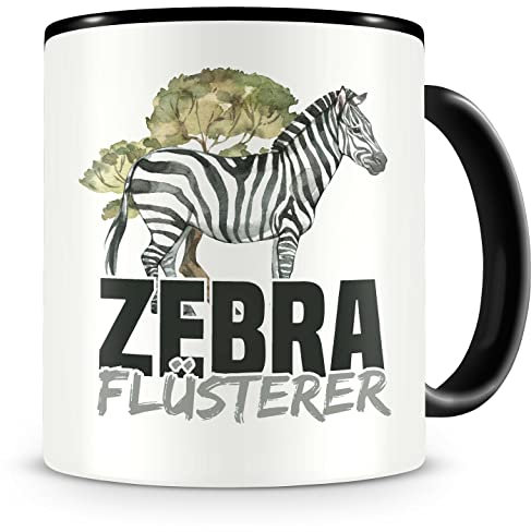 Samunshi® Zebra Tasse avec inscription en allemand Zebra Flüsterer Cadeau pour les fans de zèbre Tasse à café amusante pour anniversaire 300 ml
