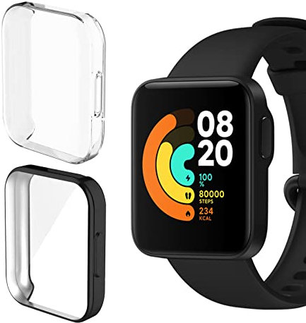 ToVioc Cover Compatibile con Xiaomi Redmi Watch 2 Lite Custodia Full Protezione, [2 Pezzi] [Anti-Graffio] Shell con Pellicola Protettiva per Xiaomi Redmi Watch 2 Lite - Nero & Trasparente