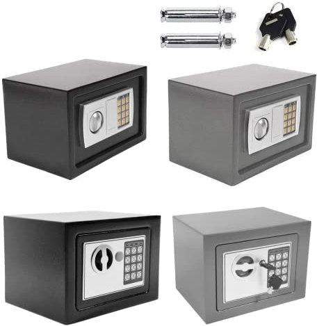 Klein Safe Tresor Elektronischer Tresor - Elektronik Safe Tresor - Schließfach Klein mit zahlenschloss und 2 Notschlüssel Wasserdichte - Feuerfest Safe Tresor, für Hotel, Büro und Heim(8.5L,Grau)