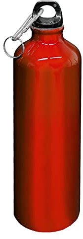 HAC24 Aluminium Trinkflasche 0,75 L mit Karabiner Alu Wasserflasche Sportflasche Fahrradflasche Aluflasche (Rot)