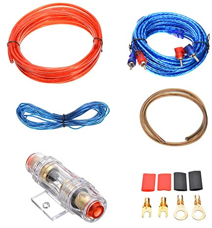 Kit Cable Amplificador Coche, Xpsirny 10GA Cable de Amplificador de Coche, Kits de Cableado de Amplificador de Fusible, 1500W Coche Arnés de Cable Amplificador Audio Subwoofer Kit de Instalación