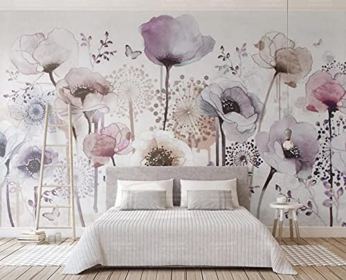 Tapete 3D Wandbild Aquarell Handgemalter Lila Fototapete 3D Effekt Vliestapete Wohnzimmer Schlafzimmer Wanddeko