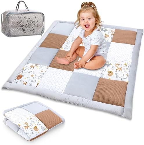 Krabbeldecke Spielmatte Krabbelmatte für Baby Kinder - Babies Patchworkdecke Bodenmatte Spieldecke Play Mat für Kinderzimmer und Laufgitter 100x100 cm