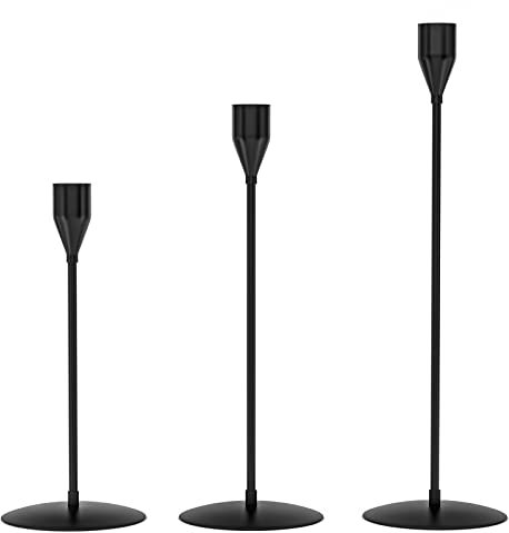 Kerzenhalter, konisch, 3er-Set, hoher Kerzenhalter für lange Kerzen, Kandelaber passend für 3/4 Zoll Stumpenkerzen und LED-Kerzen, Abendessen, Party Tisch Manners
