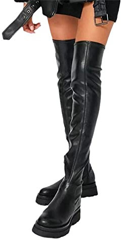 Scarpe Invernali Stivali Invernali da Donna Stivali Alti sopra Il Ginocchio Tacchi Alti Stivali Lunghi Stivali Alti alla Coscia Scarpe Stivali a Spillo Neri