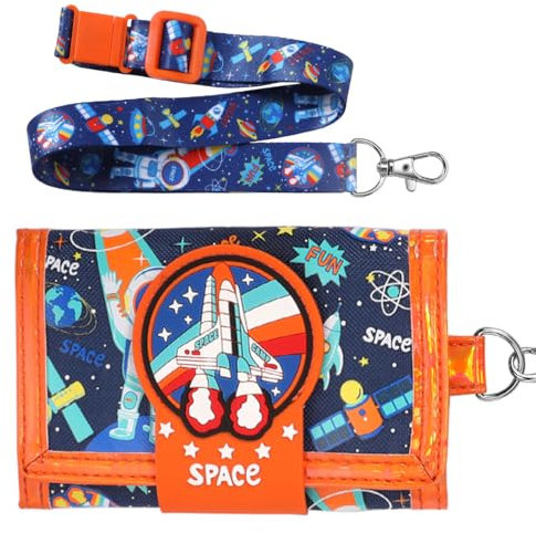 PinkSheep Kinder Geldbörse für Jungen im Alter von 4-18 Jahren Trifold, Jugend Geldbörse mit Lanyard Zippered Coin Pocket Kartenhalter, Neuheit Geldbörse für Kinder Geburtstag Geschenke