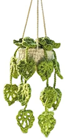 Cute Potted Plants Crochet Car Hanging Basket Hanging Plant for Car Decor