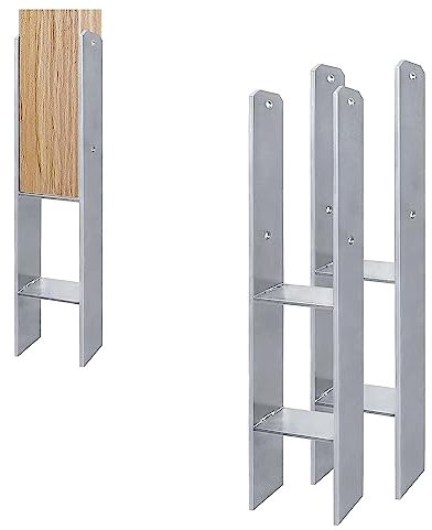 YARDIN 2 Stück 81mm H-Pfostenträger, H-anker Pfosten Holzpfosten Anker 600mm Länge, Zaunträger Zaunpfosten Materialstärke 6mm für Pfosten Zaun Carports Stelzenhäuser