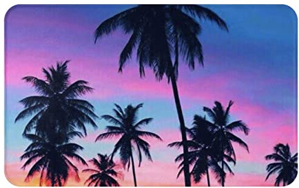 LAMAME palm trees printed indoor and outdoor carpet washable Doormat Entrance Rug