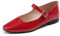 Feversole Women's Square Toe Mary Jane Fashion，Punta Quadrata Easy Buckle Tacco Basso Slip On Flats in Pelle Vegana Verde Scuro Taglie 39 EU