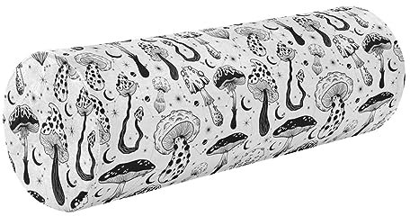 FRODOTGV Mystische Nackenrolle, Motiv: schwarze Pilze, Rundhalskissen, weiches rundes Kissen, zylinderförmiges Kissen, Nackenstützkissen