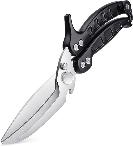DRAGON RIOT Poultry Shears - Heavy Duty Black Kitchen Scissors, Meat Cooking Scissors, Dishwasher Safe for Chicken, Fish, Meat
