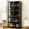 Vitrines en verre, vitrine pour objets de collection, vitrine minimaliste moderne à porte rabattable, armoire de curiosités, bibliothèque sur pied, transparente sur trois côtés L80*W32*H170cm Black