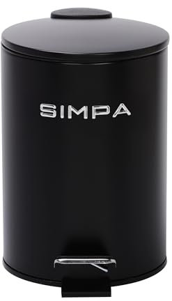 simpa 3L 3 Litre Matt Black Slim Soft-Closing Pedal Dustbin.