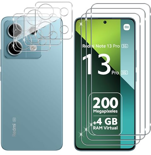 Lutree para Xiaomi Redmi Note 13 Pro 5G/POCO X6 5G Cristal Templado, 3+3 Piezas Protector de Pantalla+Protector de Lente de Cámara, HD Anti-Arañazos Sin Burbujas Vidrio Templado Película Protectora