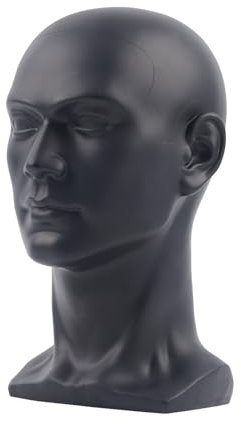 simimasen Männliche Modellkopf - 50cm Kopfumfang Schaufensterpuppe Kopf, PVC Mannequin Kopf für Kopfhörer, Hüte, Perücken, Schmuck, Schwarz (Matt)