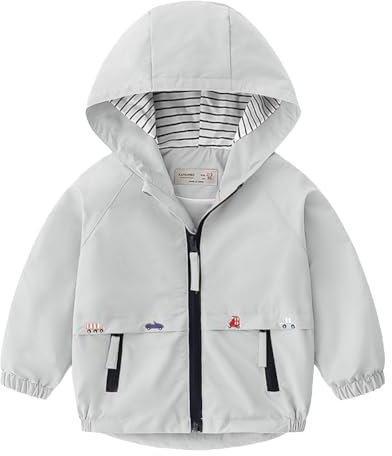 Volunboy Bébé Garçon Veste à Capuche, Enfant Poche Zippée Automne Blousons Manteau(Gris,2-3 ans,Taille 100)