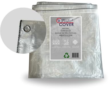 Cover Lona Impermeable 6x10m / 150g/m² - Lona de protección con Ojales - para Muebles de jardín, Piscina, Coche, Caravana, Resistente a los Rayos UV, Resistente a los desgarros (Transparente)