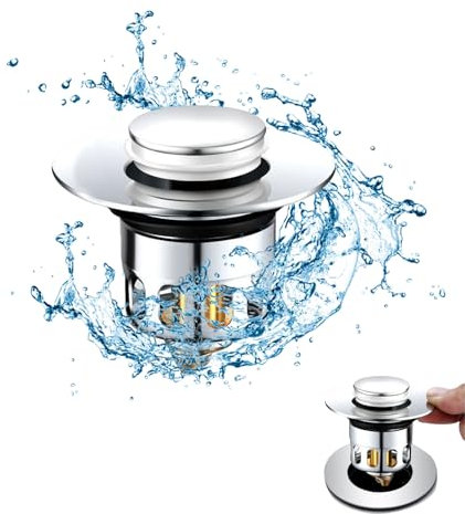 Abflusssieb Waschbecken,Pop-Up-Waschbecken-Ablaufstopfen,Messing Bounce Core,Anti-Verstopfung,Abflusssieb, Abflussstopfen mit Sieb,Universal Sink Stopper Ersatz für Bad und Küche