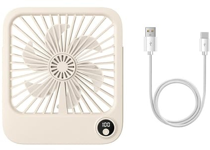 MiOYOOW Tischventilator, USB Leiser Schreibtisch Ventilator, LED Standventilator Tragbarerleiser Tischlüfter mit 5 Geschwindigkeiten, 180 ° Faltbar für Home Office Schlafzimmer Tisch Desktop
