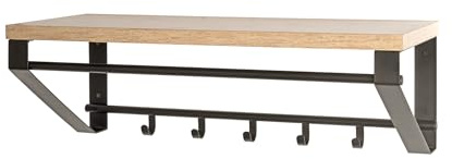 HAKU Wandgarderobe Eiche hell, schwarz, MDF, Metall - Maße: B 70 x H 23 x T 30 cm, Style: Modern