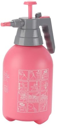 MYCENSE Pulverizador de presión de mano multiusos con mango ergonómico, botella de agua a presión para otras soluciones de limpieza, rosa, 2 litros