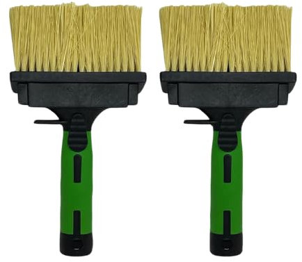 Exterior Bristle Paint Brush Ideal for Painting Sheds Fences Decking - Angled Handle Easy Application - Option for Extension Pole 13cm x 4cm - Pack of 2