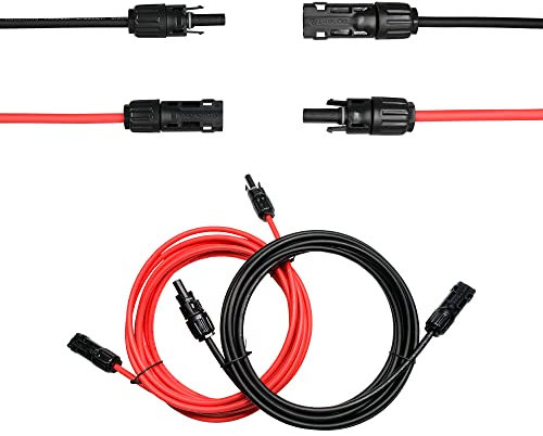 Trisinger 6mm² Solarkabel Verlängerung 2×15m, Solarmodule Solar Verlängerungskabel 6mm2 15m, Solarpanel Solar Kabel mit IP68 Wasserdicht 1500V Solarstecker für Solaranlage Photovoltaik System