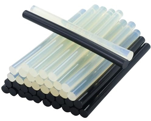 40 Pezzi Colla a Caldo 7 x 100 mm, Stick Colla a Caldo per Pistola, Ricariche Colla a Caldo Trasparenti & Nero, Ad Asciugatura Rapida, Bastoncini di Colla a Caldo per Fai da Te, Riparazione