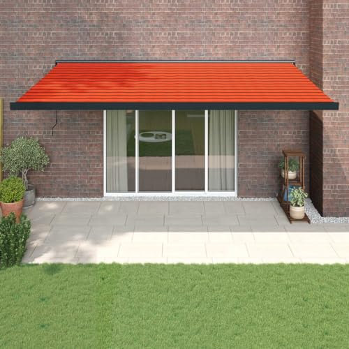 Rasen & Garten, Outdoor Living, Fenster & Tür Markisen, einziehbare Markise, Orange und Braun, 5x3 m, Stoff und Aluminium