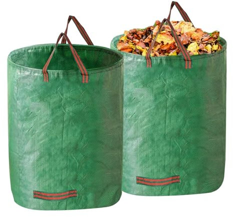 2X 272L Gartenabfallsack,Gartensack Laubsack,Laubsäcke Rasenschnitt,Gartensack mit Griffe, Selbststehend, Wasserdicht,Grünschnittsäcke faltbar für Gartenabfälle und Grünschnitt (2 X 272L)