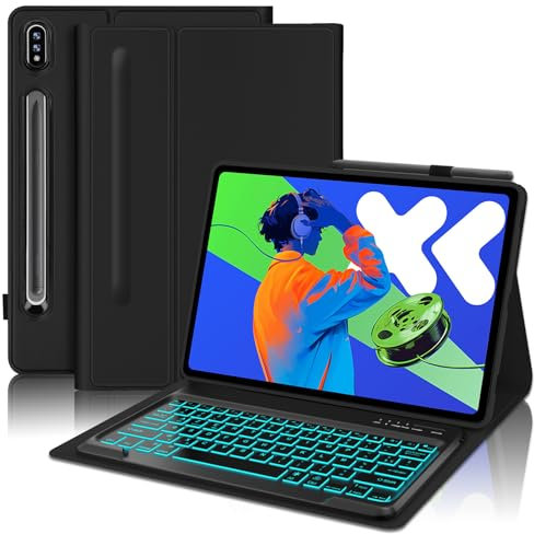 JADEMALL Custodia Tastiera per Lenovo Idea Tab Pro 12.7 2025, Italiana QWERTY Tastiera Retroilluminata Wireless Bluetooth per Lenovo Idea Tab Pro 12.7 2025, Nero