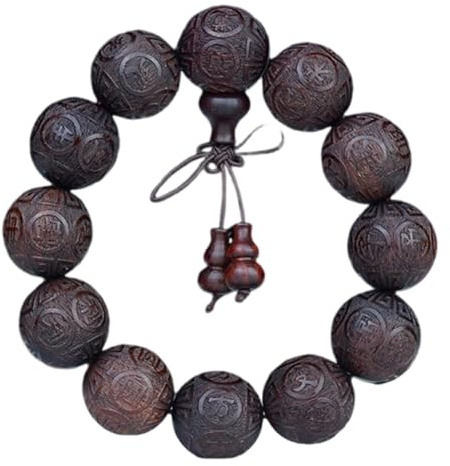 Holzarmbänder, natürliche Sandelholzperlen, Armband, Gebetsholz, tibetisch | Buddhistische Buddha-Halskette for Männer und Frauen