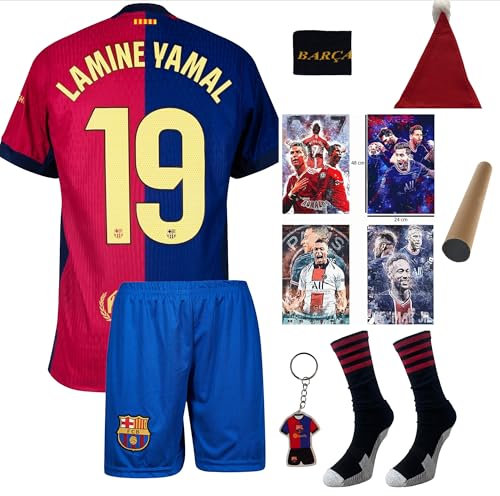 Yamal No. 19 Jersey for Children 2024 Fan Design - Barcelona Style Football Outfit with Jersey and Shorts - Compatible - Children's Jersey - Youth Sizes, blue, 164