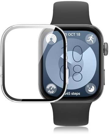 ELYCO Funda Compatible con Huawei Watch Fit 3 Carcasa, [1 Piezas] PC Cover e HD Cristal Templado, Slim Cover Completa 360° Protector de Pantalla Anti-Choque Case Protección [Claro]
