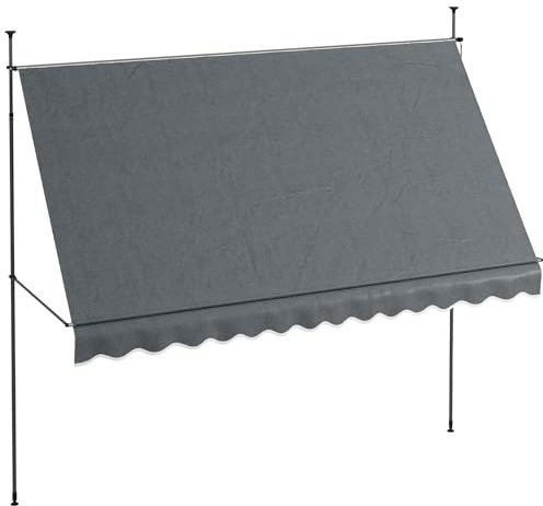Outsunny Store banne autoportant Manuel auvent rétractable 3,5L x 1,2l x 2,1-3H m Inclinaison réglable pour Balcon sans Trous à percer métal alu Polyester Gris foncé