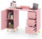 RELAX4LIFE Table de Manucure avec Rangement, Bureau Manucure avec 3 Tiroirs, 2 Armoires, Table Onglerie avec Coussin de Poignet Amovible, Grande Capacité, Plateau 108X45 CM pour Salon de Beauté(Rose)