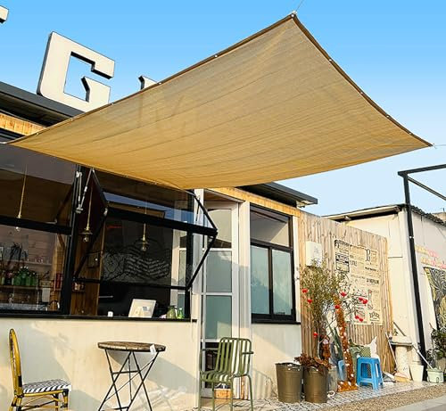 KSQP Voile d'ombrage Imperméable Rectangulaire 2x3 Toile Ombrage Extérieur Toile Pergola 3x4 Jardin Balcon/Garage/Ferme/Voitures/Pergola,Beige-3.0x3.0m