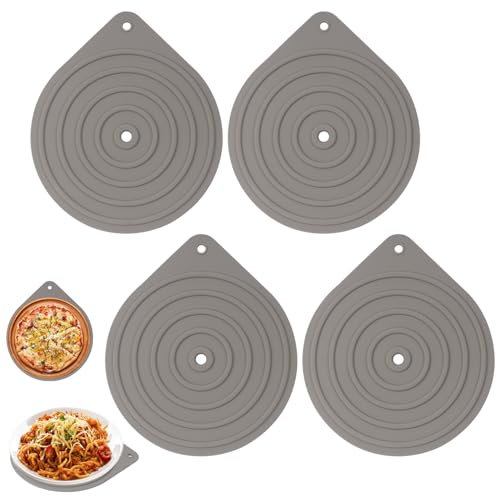 4Pcs Non-Slip Plate Warmer, Silicone Microwave Mats, Heat Resistant Serving Mats, Multi Purpose Dinner Mat, Warming Trivet Mat, Flexible Kitchen Worktop Protector for Hot Dishes