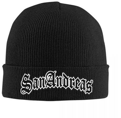 Strickmütze San Andreas Logo Haube Hüte Strickmütze Männer Frauen Straße Y2K Warme Beanie Hüte Herbst Gym Grafik Kappe Sport Geschenk