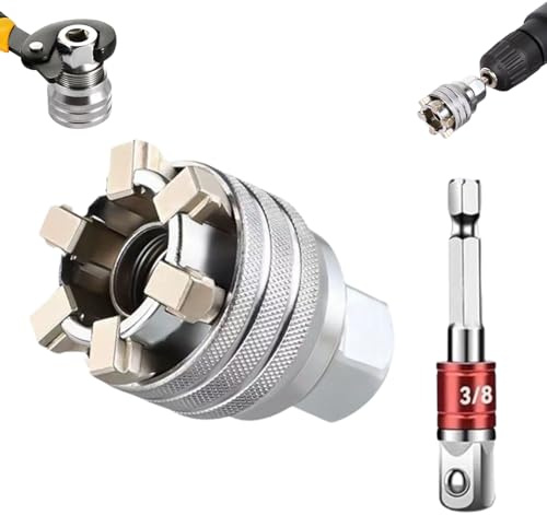 Multifunctional Universal Socket Wrench Tool,10-19mm Universal Socket Tool Adjustable Drive Socket Wrench Sleeve,Magic Sleeve Sturdy Steel Drive Socket,for 3/8 Drive Ratchet Torque Wrench-1SET