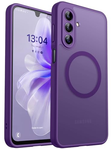 CANSHN für Samsung Galaxy A17 Hülle mit Kameraschutz für Magsafe (TOP Militärschutz & Magnetkraft) Extrem Haltbarkeit Handyhülle A17 Case - Transluzente Matt Dunkelviolett