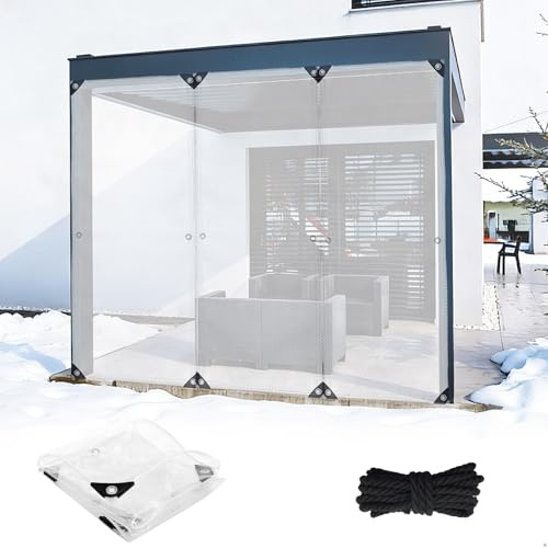 Abdeckplane Wasserdicht Transparent Plane mit öSen Durchsichtig, 0.8 x 2m Durchsichtige Tarp GewäChshaus MöBel Staubdicht wasserdichte Gartenplane Gewebeplane Wetterfeste Durchsichtige Tarp Folie