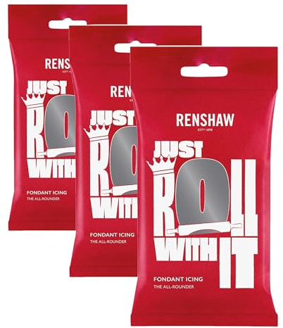 Renshaw Grey Ready to Roll Fondant Icing, 250 g (Pack of 3)