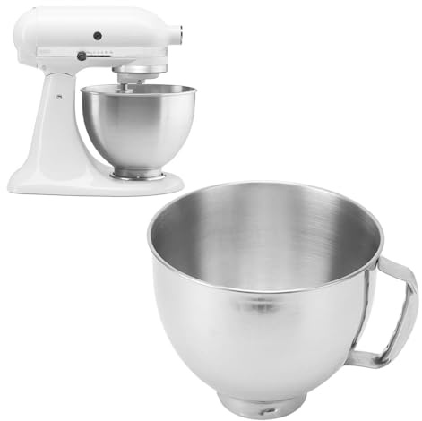 Frdhee Stainless Steel Mixer Bowl for Kitchen aid 4.5-5Quart, Tilt-Head Mixer 5 Quart Mixing Kitchenaid Bowl with Handle, Compatible with Kitchen aid Mixer Accessories