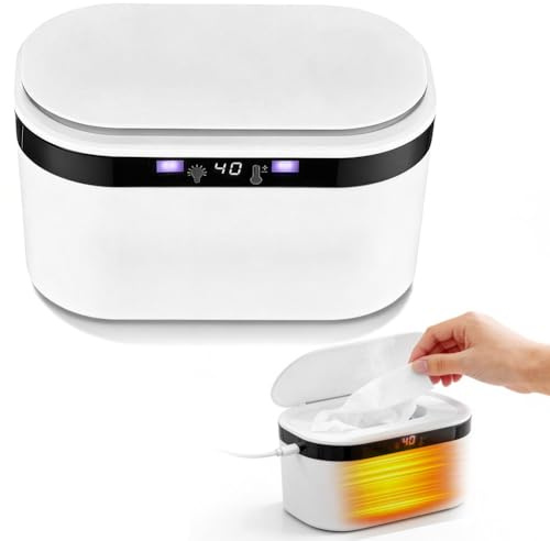DASIAUTOEM Feuchttuch Wärmer, 3 Heizstufen Schnell Erwärmender Feuchttücher Wärmer, Baby Wischtuchwärmer, USB Wischtuchwärmer, Hält die Tücher Feucht, 10W LED Wärmegerät für Feuchttücher